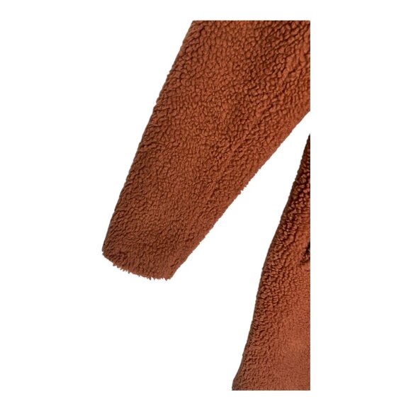 Abercrombie & Fitch Sherpa Teddy Button Front Long Rust Coat-sz Medium - Picture 8 of 11